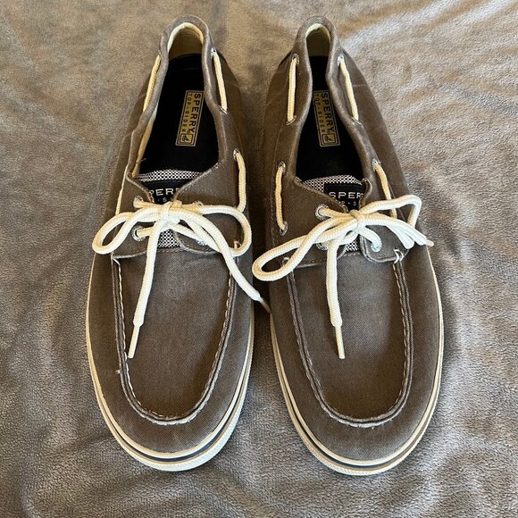 Sperry Top Sider Lace Up Gray Canvas Boat Casual Shoes, Size 11 1/2 - Picture 1 of 8